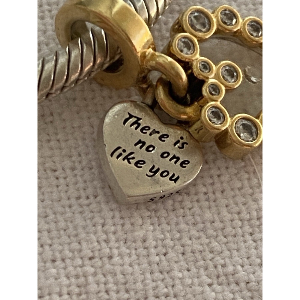 Authentic PANDORA Gold-Plated Sparkling Heart Double Charm